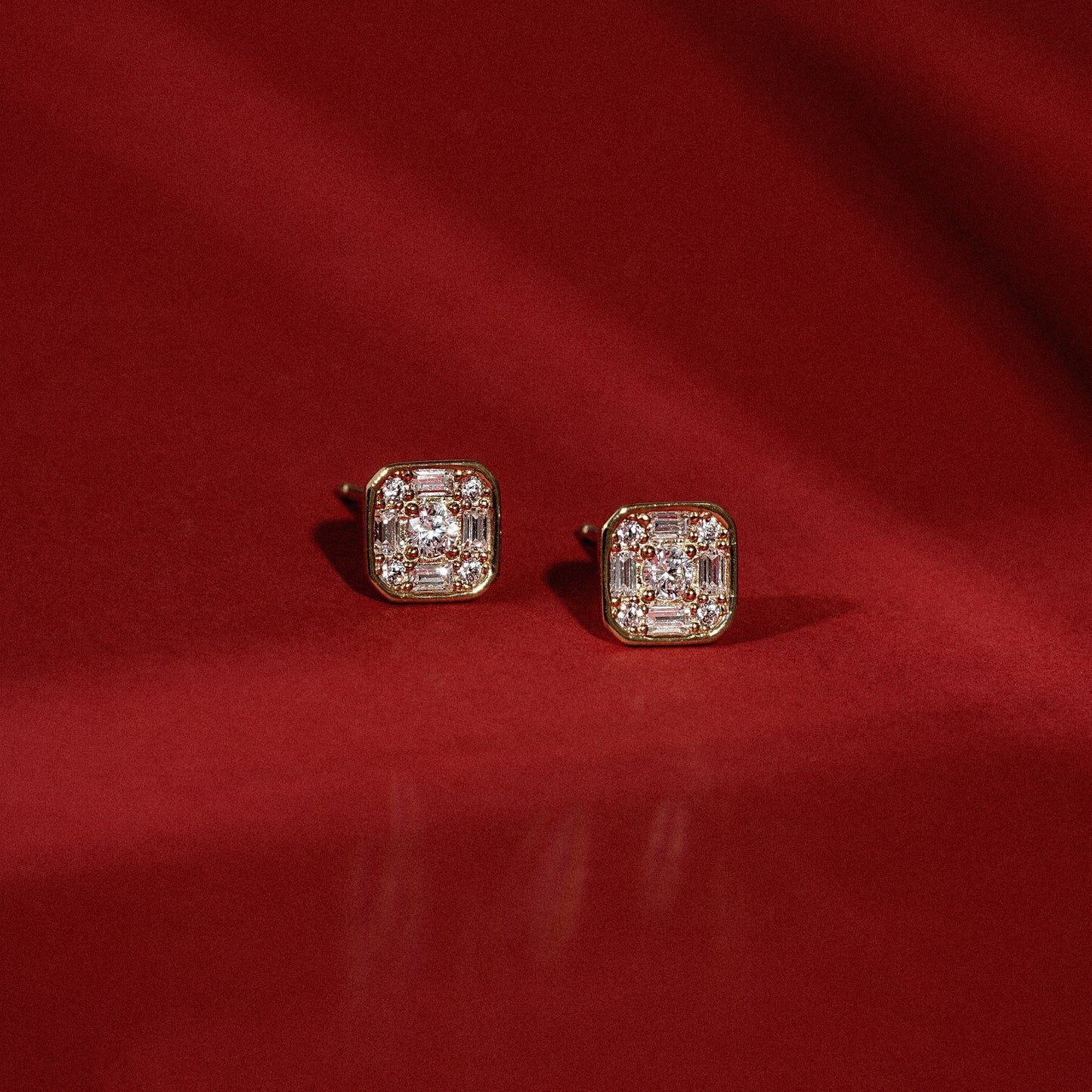 Cluster Square Stud Earrings