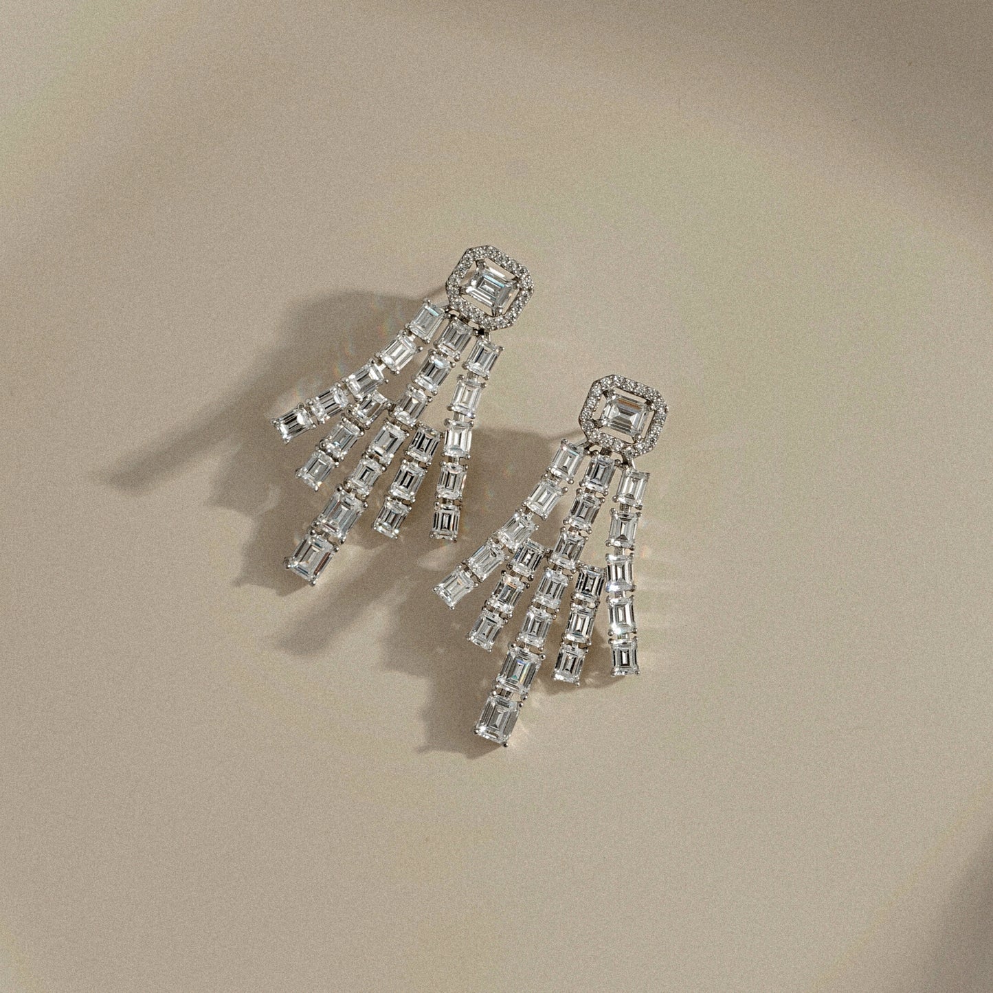 Tiered Baguette Drop Earrings