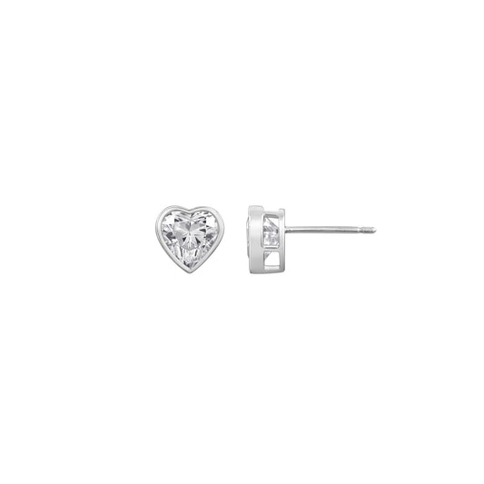 Heart Bezel Studs Earrings