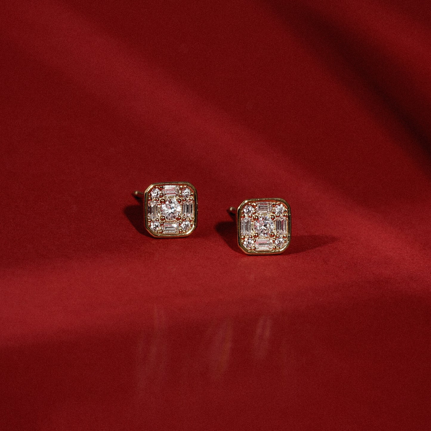 Cluster Square Stud Earrings