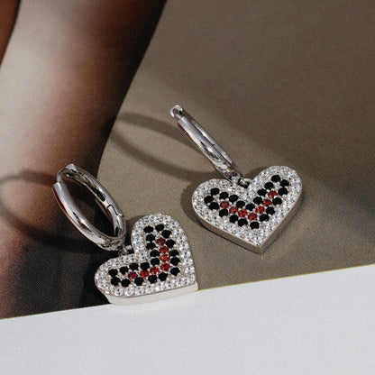 Heart Drop Hoop Earrings