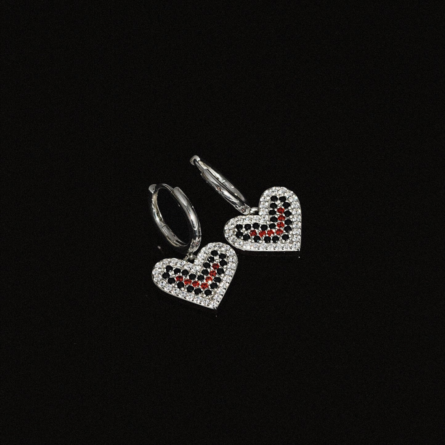 Heart Drop Hoop Earrings