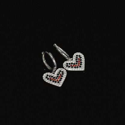 Heart Drop Hoop Earrings