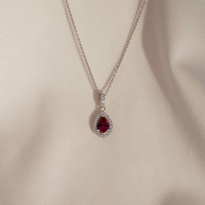 Red Pear Pendant Necklace