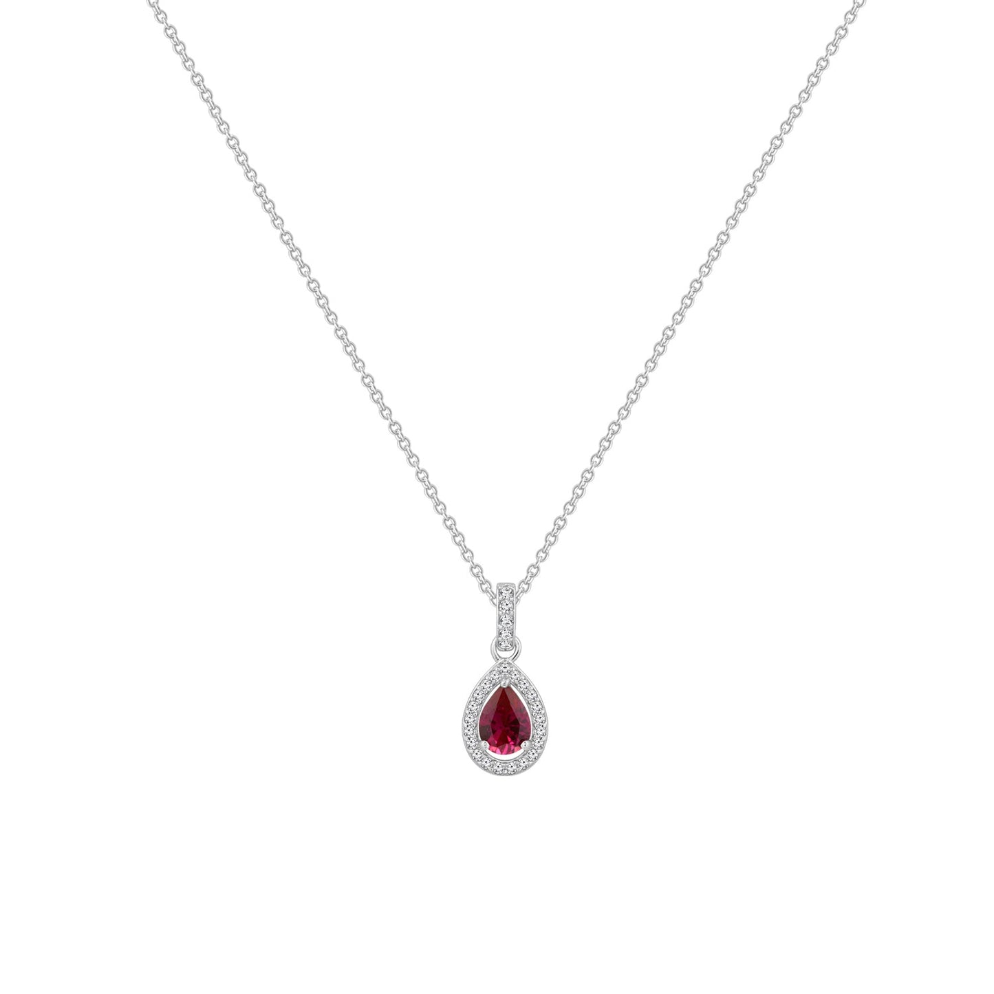 Red Pear Pendant Necklace