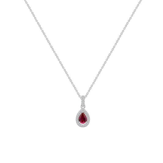 Red Pear Pendant Necklace