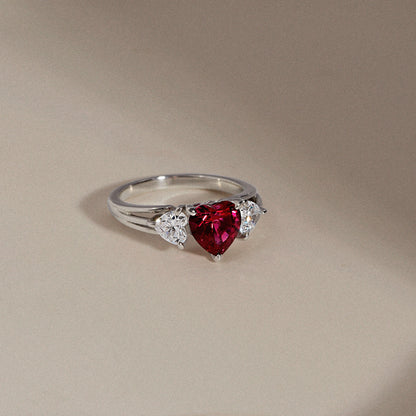 3-Stone Heart Ring