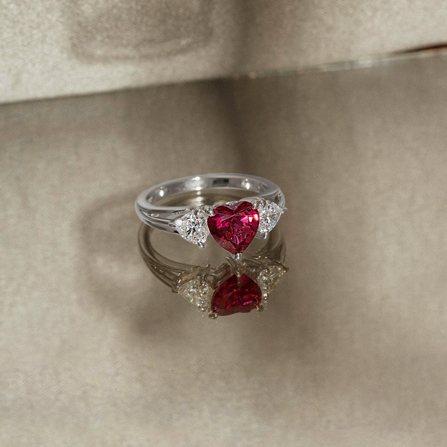 3-Stone Heart Ring